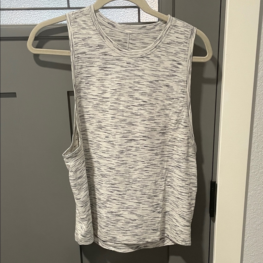 Lululemon Athletica White and Gray Heather Muscle Tee